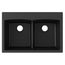 Quartz Classic 33" x 22" x 10" Equal Double Bowl Drop-in Sink w/ Aqua Divide (Black)