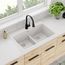 Quartz Classic 33" x 22" x 10" Equal Double Bowl Drop-in Sink w/ Aqua Divide (White)