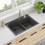Quartz Classic 33" x 22" x 10" Offset 60/40 Double Bowl Drop-in Sink w/ Aqua Divide (Dusk Gray)