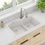 Quartz Classic 33" x 22" x 10" Offset 60/40 Double Bowl Drop-in Sink w/ Aqua Divide (White)