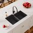 Quartz Classic 33" x 20-1/2" x 9-1/2" Offset Double Bowl Undermount Sink (Black)
