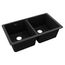 Quartz Classic 33" x 18-1/2" x 9-1/2" Equal Double Bowl Undermount Sink (Black)