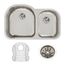 Lustertone Classic Stainless Steel 31-1/4" x 20" x 10" Offset 60/40 Double Bowl Undermount Sink Kit