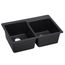Quartz Luxe 33" x 22" x 9-1/2" Offset Double Bowl Drop-in Sink Caviar
