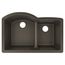 Quartz Luxe 33" x 22" x 10" Offset 60/40 Double Bowl Undermount Sink w/ Aqua Divide Chestnut