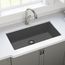 Quartz Luxe 35-7/8" x 19" x 9" Single Bowl Undermount Kitchen Sink w/ Perfect Drain Charcoal
