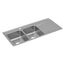 Lustertone Classic Stainless Steel 48" x 22" x 7-5/8" Equal Double Bowl Drop-in Sink w/ Drainboard