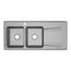 Lustertone Classic Stainless Steel 48" x 22" x 7-5/8" Equal Double Bowl Drop-in Sink w/ Drainboard