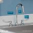 8" Centerset w/ Concealed Deck Faucet w/ 5" Gooseneck Spout 4" Wristblade Handles (Chrome), LK800GN05T4