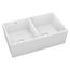Fireclay 33" x 19-15/16" x 9" Equal Double Bowl Farmhouse Sink (White)