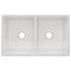 Fireclay 33" x 19-15/16" x 9" Equal Double Bowl Farmhouse Sink (White)