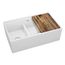 Fireclay 33" x 19-15/16" x 9-3/16" 60/40 Double Bowl Farmhouse Workstation Sink w/ Aqua Divide (White)