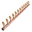2" x 4" Copper Manifold with R25 Ball Valve, 12 outlet
