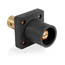 16 Series Single Pole Cam Type Male Panel Mount Receptacle, 90-Degree, Half Round w/ Tapped Hole, Cable Size #2, 4/0, 400A Max (Black)