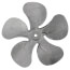 12" Aluminum 5 Blade CW Fan Blade, 1/2" Bore (w/ Hub)