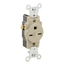 Single Receptacle Outlet,  Indented Face, 15A, 250V Back or Side Wire, NEMA 6-15R, 2-Pole, 3-Wire, Self-Grounding (Ivory)