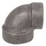 3/4" x 1/2" Black Cast Iron Steam 90° Elbow, Class 125