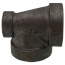 1-1/2" x 3/4" x 1-1/2" Black Cast Iron Reducing Tee