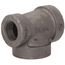 1-1/4" x 1" x 1-1/4" Black Cast Iron Steam Tee, Class 125