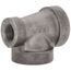 1-1/4" x 3/4" x 1" Black Cast Iron Steam Reducing Tee, Class 125