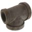 3" x 2" x 3" Black Cast Iron Steam Tee, Class 125