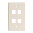 Single-Gang Quickport, Wallplate For LaRGe Connectors, 4-port (Light Almond)