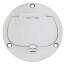 1-Gang Round Non-Metallic Cut-In Floor Box Kit for Installed Floors w/ Single Flip Lid (Nickel-Plated Brass)