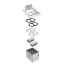 2-Gang Floor Box Kit w/ Steel Box & Metallic Cover w/ 4 Flip Lids (Nickel-Plated Brass)