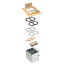 2-Gang Combination Floor Box Kit w/ Installed Low Voltage Divider & Metallic Cover w/ 4 Flip Lids (Brass)