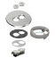 6" Metallic Floor Box Cover Kit w/ 2 Threaded Plugs & Leveling Ring for New Concrete (Nickel-Plated Brass)