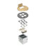 2-Gang Floor Box Kit w/ 1 Low-Voltage & 1 110V Receptacle, Steel Box & Round Metal Cover w/ Flip Lids (Brass)