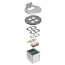2-Gang Floor Box Kit w/ 1 Low-Voltage & 1 110V Receptacle, Steel Box & Metal Cover w/ Flip Lids (Nickel-Plated Brass)