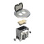1-Gang Round Non-Metallic Adjustable Floor Box w/ Metallic Cover & Single Flip Lid (Brass-Plated Nickel)