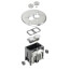 1-Gang Round Non-Metallic Adjustable Floor Box w/ Metallic Cover & 2 Threaded Plugs for New Floors (Nickel-Plated Brass)