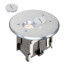 1-Gang Round Non-Metallic Adjustable Floor Box w/ Metallic Cover & 2 Threaded Plugs for New Floors (Nickel-Plated Brass)
