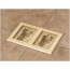 2-Gang Recessed Floor Box Cover Frame Kit for New Concrete (Brass-Plated Zinc)