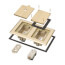 2-Gang Recessed Floor Box Cover Frame Kit for New Concrete (Brass-Plated Zinc)