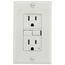 Self-Test GFCI Duplex Receptacle w/ Wallplate, 15A, Slim, 5-15R, Back & Side Wire - 125V (White)