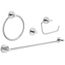 4-In-1 Accessory Set, Towel Ring, 24" Towel Bar, Robe Hook, Toilet Paper Holder (Chrome), 40823001
