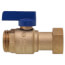 1" Straight Union Brass Ball Valve w/ Check, Blue Handle, G1 Union x G1 Thread (Lead Free)