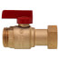 1" Straight Union Brass Ball Valve w/ Check, Red Handle, G1 Union x G1 Thread (Lead Free)
