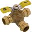 1/2" Press 3-Way DZR Brass T-Flow Ball Valve (Lead Free)