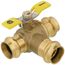3/4" Press 3-Way DZR Brass T-Flow Ball Valve (Lead Free)