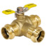 1-1/4" Press 3-Way DZR Brass T-Flow Ball Valve (Lead Free)