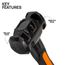 3lb Dual-Faced Fiberglass Hammer, 5" Long