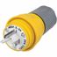 2P 3 Wire Industrial 20A Straight Blade Plug , 5-20P, 125 VAC, Yellow, HBL14W33A