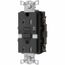 Commercial GFCI Receptacle, NEMA 5-15R, Manual Reset, Back Wiring, 1 Phase, Nightlight (Black), GFTRST15BKNL