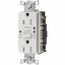Commercial GFCI Receptacle, NEMA 5-15R, Manual Reset, Back Wiring, 1 Phase, Nightlight (White), GFTRST15WNL