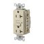 Duplex Commercial GFCI Receptacle NEMA 5-20R, Screw Terminals, Socket End, Manual Reset (Ivory), GFR20I