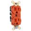 Straight Blade Duplex Receptacle, NEMA 5-15R, 15A, Isolated Ground, Orange, IG5262
